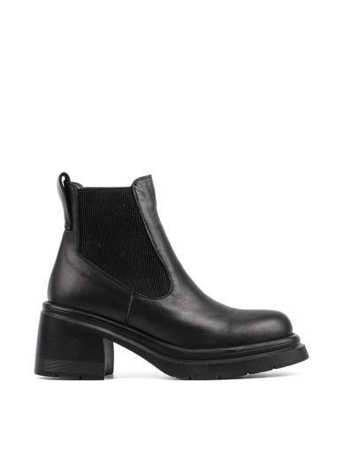 Женские ботинки челси черные кожаные с подкладкой байка фото 1