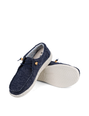 Чоловічі туфлі Walk in Pitas WP150 WALLABI KNITTED тканинні сині - фото 2 - Miraton