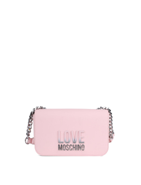 Жіноча сумка крос-боді Love Moschino з екошкіри молочного кольору - фото 1 - Miraton