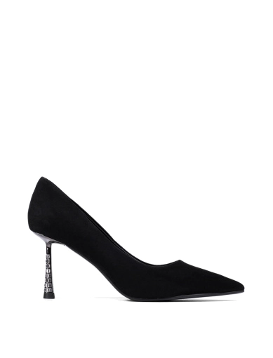 Женские туфли с острым носком черные велюровые фото 1