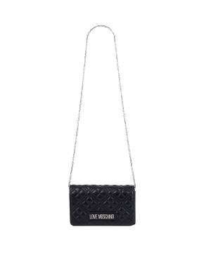 Жіноча сумка Love Moschino з екошкіри чорна з ланцюжком - фото 5 - Miraton