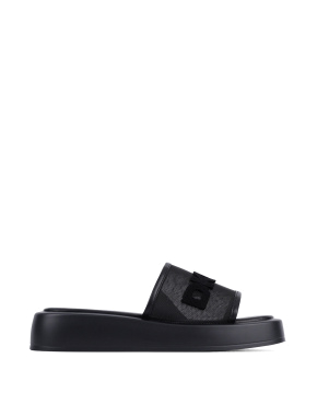 Жіночі шльопанці DKNY шкіряні чорні - фото 1 - Miraton