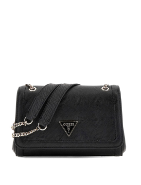 Жіноча сумка крос-боді Guess з екошкіри чорна з ланцюжком - фото 1 - Miraton