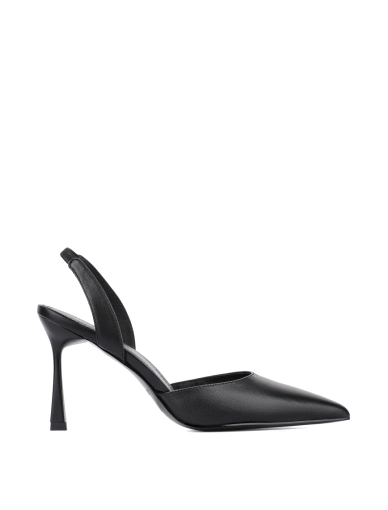 Женские туфли слингбэки кожаные черные фото 1