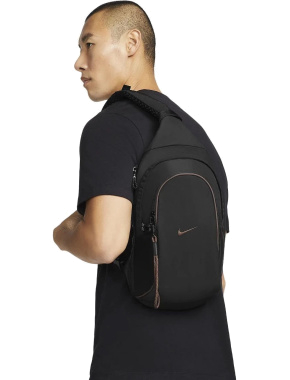 Чоловіча сумка слінг Nike тканинна чорна - фото 2 - Miraton