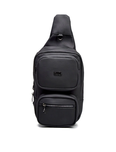 Мужская сумка слинг Karl Lagerfeld тканевая черная фото 1
