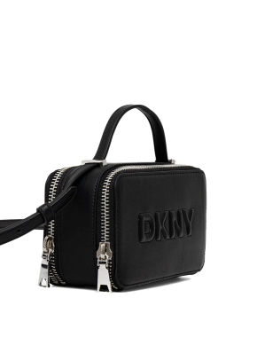 Женская сумка camera bag DKNY из экокожи черная с логотипом - фото 2 - Miraton