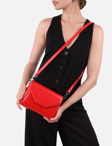 Жіноча сумка крос-боді MIRATON шкіряна червона фото 1