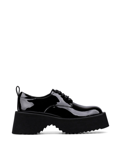Жіночі туфлі оксфорди чорні лакові фото 1
