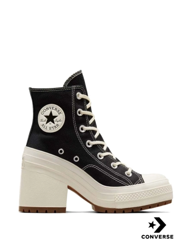 Женские кеды Converse Chuck 70 De Luxe Heel тканевые черные фото 1