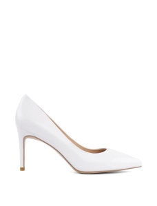 Жіночі туфлі кожаные білі з гострим носком - фото  - Miraton