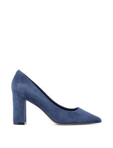 Жіночі туфлі з гострим носком сині велюрові - фото  - Miraton