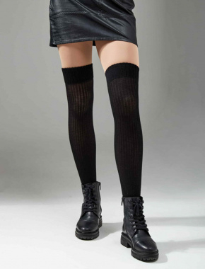 Жіночі гольфи Legs PARIGINA RIB COTONE чорні - фото 1 - Miraton