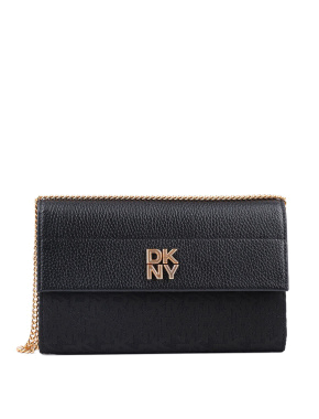 Жіноча сумка крос-боді DKNY з екошкіри чорна з ланцюжком - фото 1 - Miraton