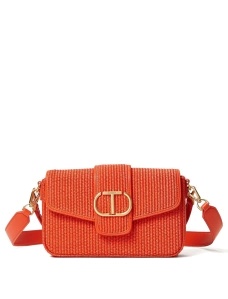 Женская сумка кросс-боди TwinSet из экокожи оранжевая с логотипом - фото  - Miraton