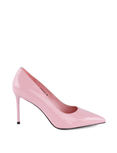Жіночі туфлі лакові рожеві з гострим носком фото 1