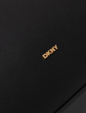 Женская сумка тоут DKNY кожаная черная с декоративным ремнем - фото 5 - Miraton