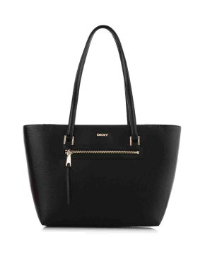 Жіноча сумка тоут DKNY шкіряна чорна - фото  - Miraton