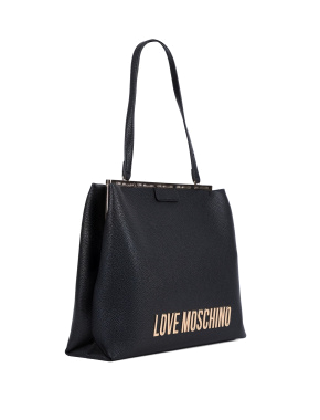 Жіноча сумка Love Moschino з екошкіри чорна з логотипом - фото 2 - Miraton