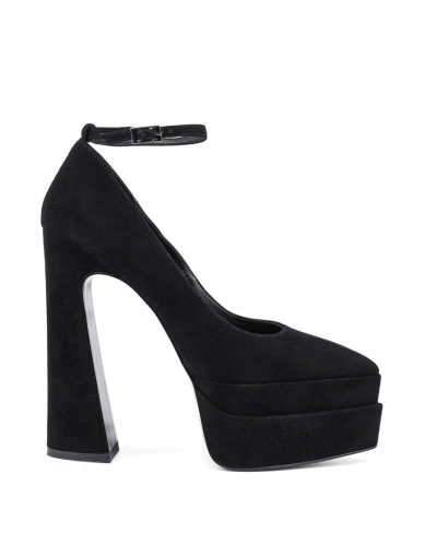 Женские туфли с острым носком черные замшевые фото 1