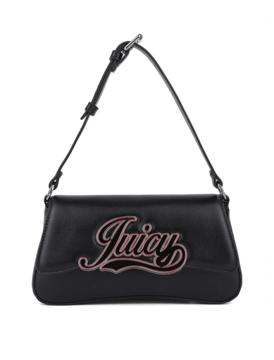 Жіноча сумка хобо Juicy Couture з екошкіри чорна з логотипом фото 1