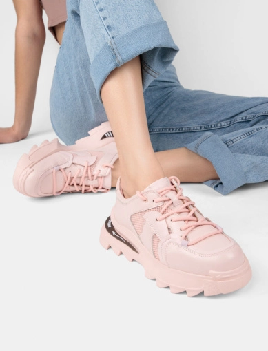 Жіночі кросівки шкіряні рожеві фото 1
