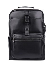 Рюкзак MIRATON кожаный черный с внешним карманом - фото  - Miraton