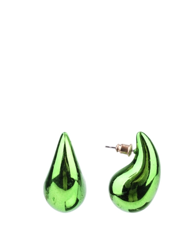 Женские серьги пуссеты капли MIRATON зеленый металлик фото 1
