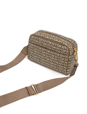 Женская сумка camera bag DKNY кожаная бежевая - фото 3 - Miraton