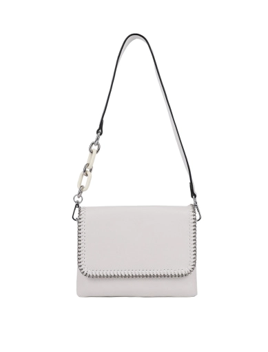 Женская сумка кросс-боди MIRATON кожаная белая с цепочкой фото 1