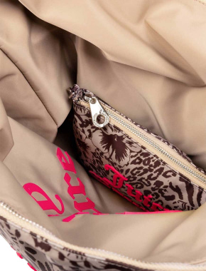 Женская сумка 2 в 1 Juicy Couture тканевая бежевая - фото 5 - Miraton