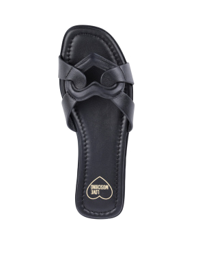 Жіночі шльопанці Love Moschino шкіряні чорні - фото 4 - Miraton