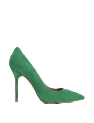 Женские туфли лодочки велюровые зеленые фото 1