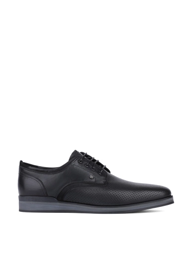 Мужские туфли с острым носком кожаные черные фото 1