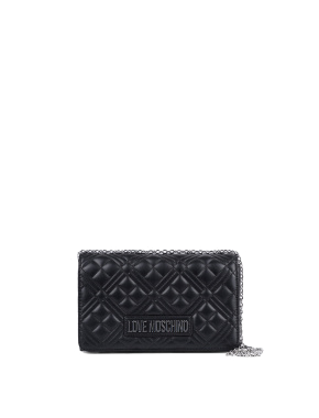 Жіноча сумка Love Moschino з екошкіри чорна з ланцюжком - фото 1 - Miraton
