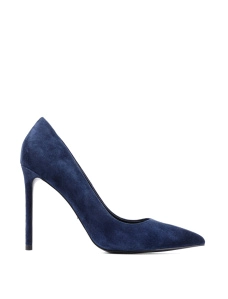 Жіночі туфлі з гострим носком сині велюрові - фото  - Miraton