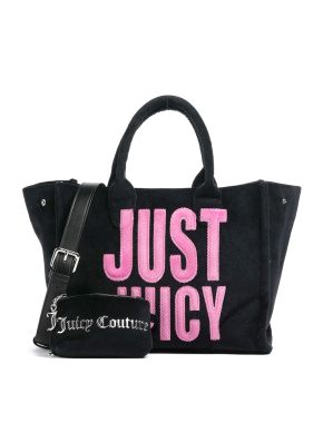 Жіноча сумка тоут Juicy Couture тканинна чорна - фото 1 - Miraton