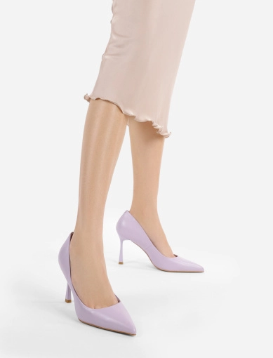 Жіночі туфлі човники шкіряні фіолетові фото 1