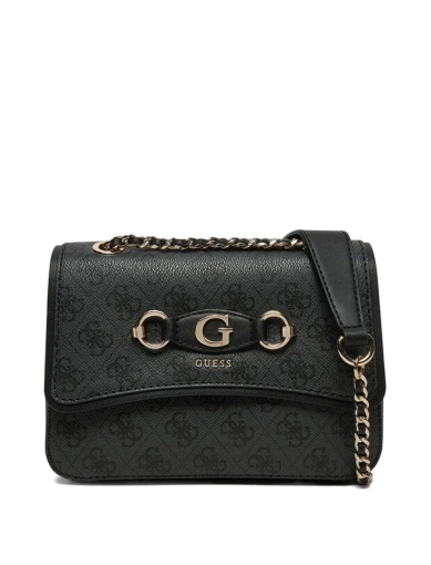 Жіноча сумка крос-боді Guess з екошкіри бежева з ланцюжком фото 1