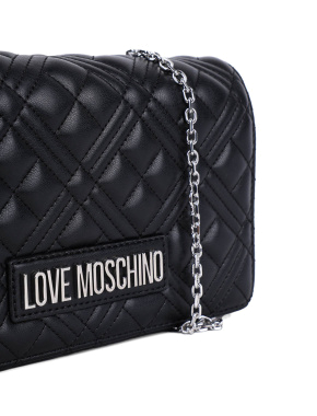 Жіноча сумка Love Moschino з екошкіри чорна з ланцюжком - фото 4 - Miraton