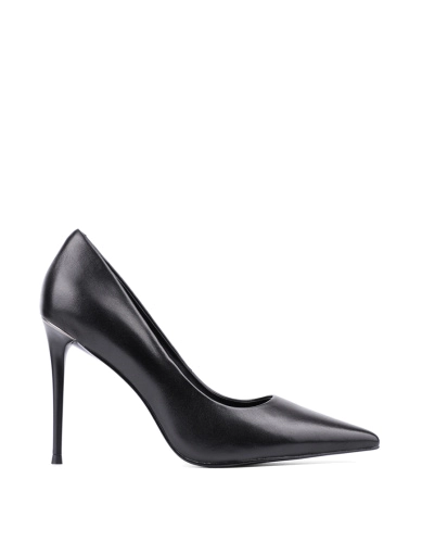 Жіночі туфлі з гострим носком чорні шкіряні фото 1
