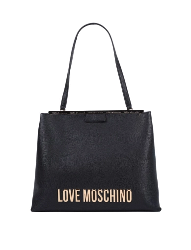 Женская сумка тоут Love Moschino из экокожи черная с логотипом фото 1
