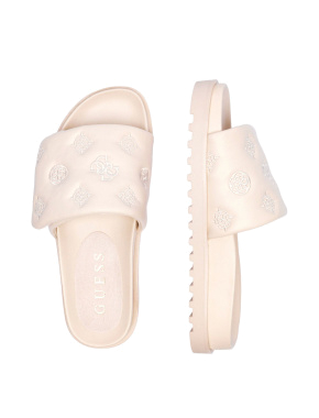 Жіночі шльопанці Guess з екошкіри молочного кольору - фото 4 - Miraton