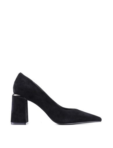 Жіночі туфлі з гострим носком чорні велюрові фото 1