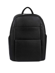 Рюкзак MIRATON шкіряний чорний із зовнішньою кишенею - фото  - Miraton