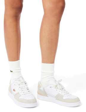 Жіночі кеди Lacoste T-Clip велюрові білі - фото 7 - Miraton
