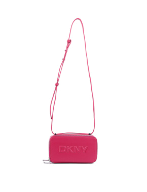 Жіноча сумка camera bag DKNY з екошкіри бордова з логотипом. - фото 4 - Miraton