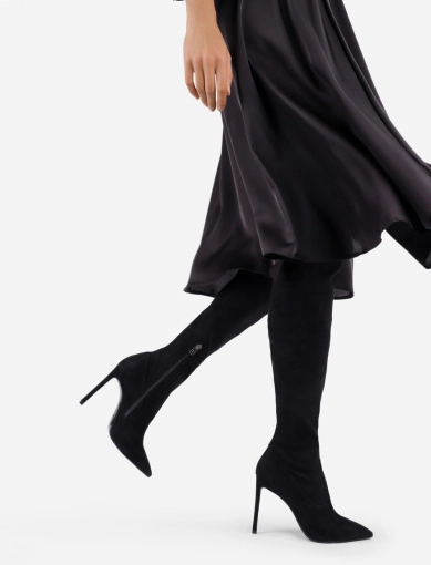 Женские ботфорты чулки черные замшевые с подкладкой байка фото 1