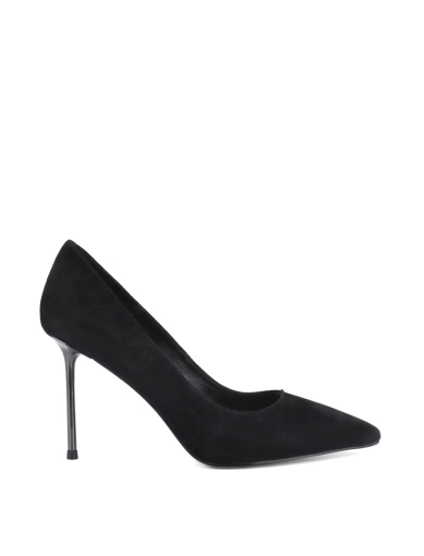 Жіночі туфлі з гострим носком велюрові чорні фото 1