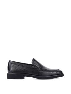 Мужские туфли кожаные черные с перфорацией - фото  - Miraton